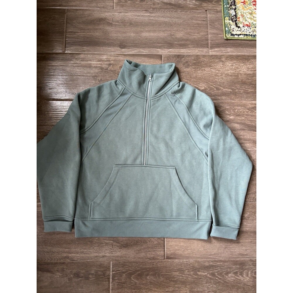 Danskin Scuba Style Sage Green‎ Sweatshirt Half Zip Oversized Medium Athleisure